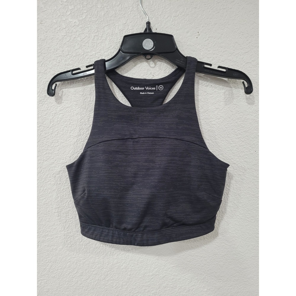 Outdoor Voices Doing Things Sports Bra Black Heathered Racerback Athletic XS #7‎